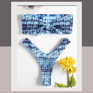 ZAFUL Tie-dye Bandeau Thong Bikini | Size Small